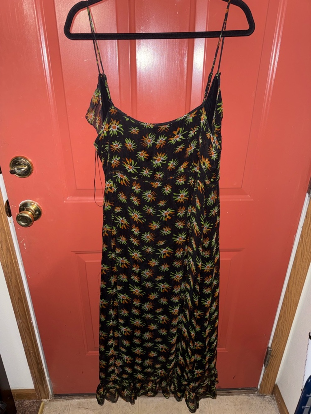J crew size 18 Black Floral wrap Dress with Spaghetti Straps
